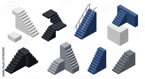Isometric staircase collection in modern geometric design