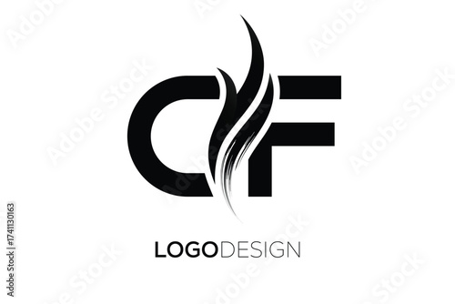 CF Creative Monogram Logo Design – Modern Abstract Letter Mark with Artistic Brush Stroke