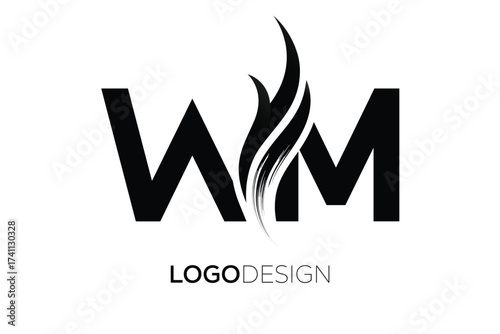 Free Download WM Creative Monogram Logo Design – Modern Abstract Letter Mark with Artistic Brush Stroke - GFXLoad