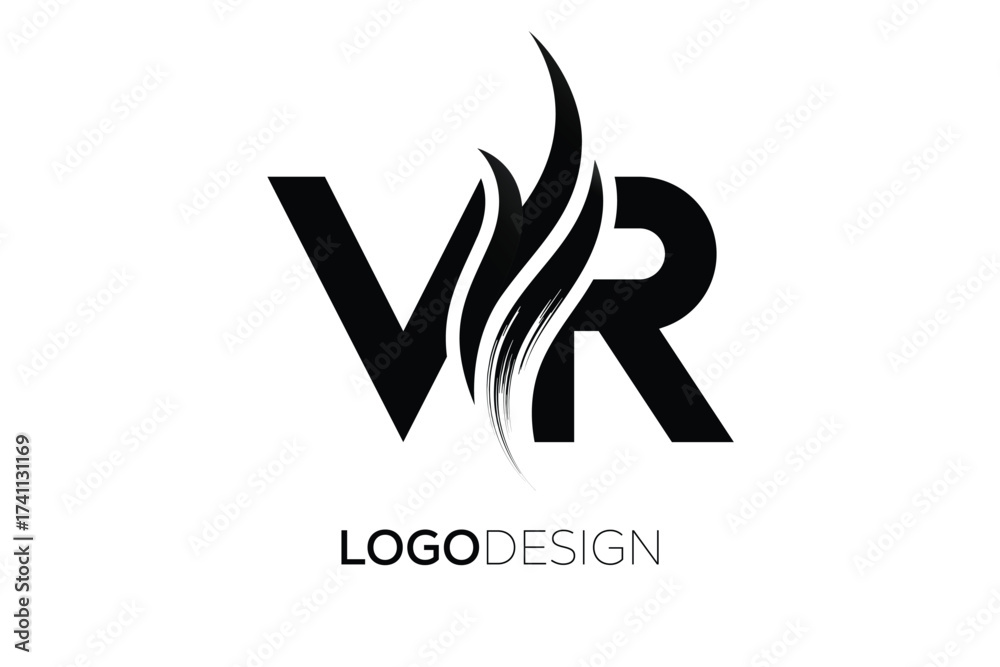 Obraz premium VR Creative Monogram Logo Design – Modern Abstract Letter Mark with Artistic Brush Stroke