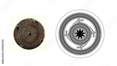 Dong Son Drum: Ancient Vietnamese Bronze Artifact and Vector Illustration