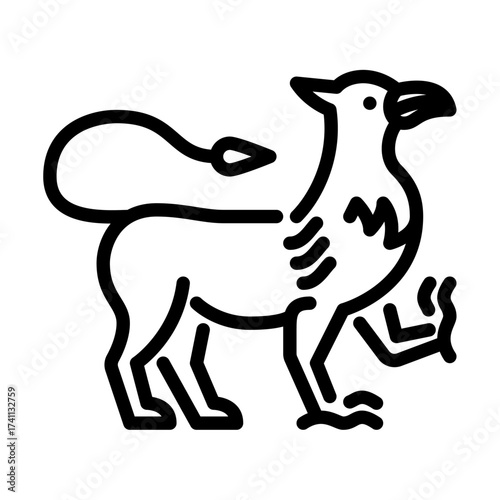 Griffin outline icon. mythical creature black line illustration.