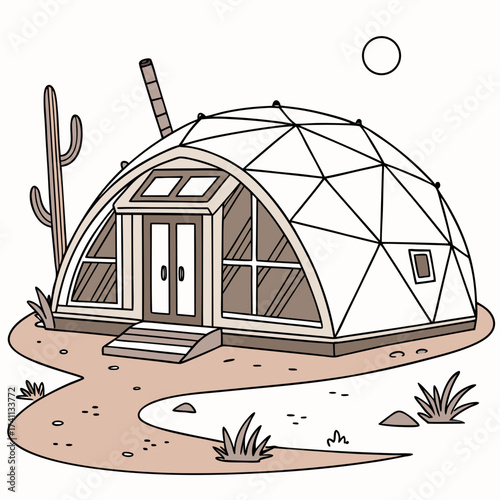 Geodesic Dome Home in Desert Landscape house dwelling