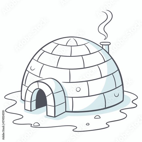 Igloo with Melting Snow and Smoke winter arctic
