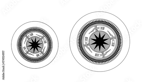 Ancient Vietnamese Dong Son Drum Symbol - Traditional Cultural Pattern with Star and Birds