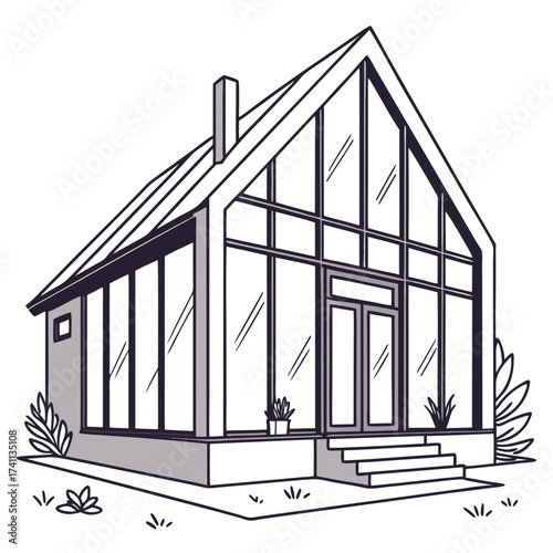 Modern A Frame House With Large Glass Windows home