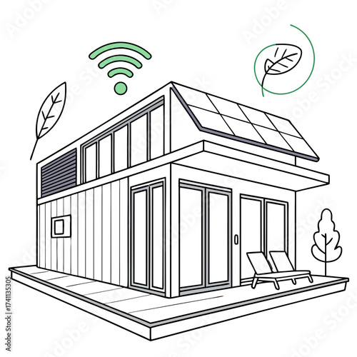 Modern Eco- Friendly House with Solar Panels and Wi- Fi