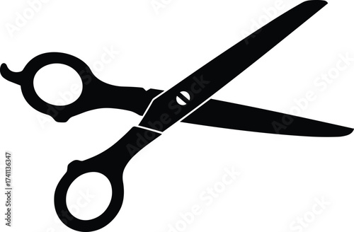 Scissors silhouette icon, cutting tool vector, black clipart, household equipment, office supply, sharp blade graphic, minimalist design asset