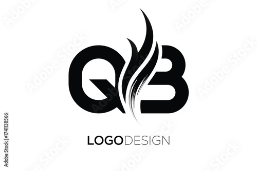 QB Creative Monogram Logo Design – Modern Abstract Letter Mark with Artistic Brush Stroke