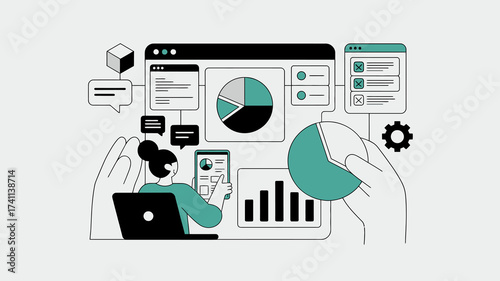 Analyzing data and insights with charts and graphs on digital devices, representing business growth and strategic planning.