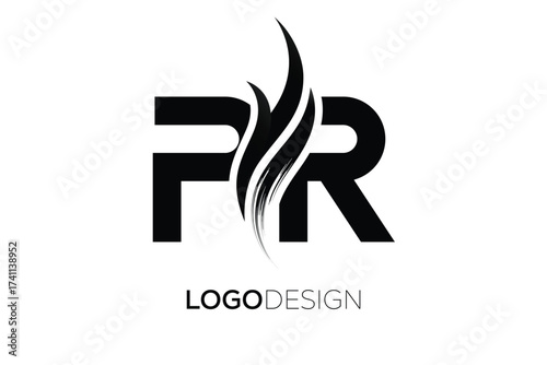 PR Creative Monogram Logo Design – Modern Abstract Letter Mark with Artistic Brush Stroke
