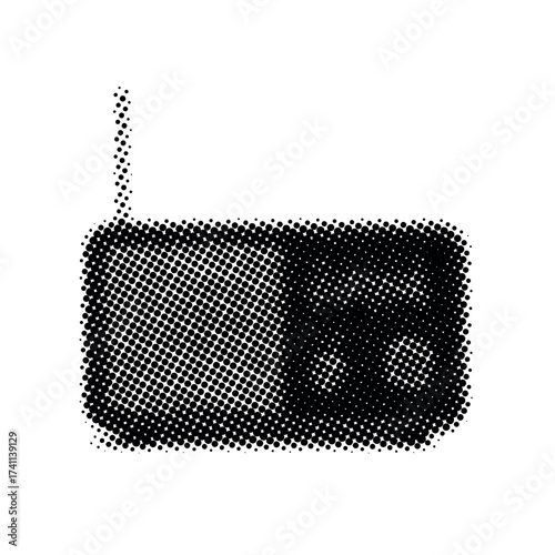 Halftone graphic of vintage portable radio
