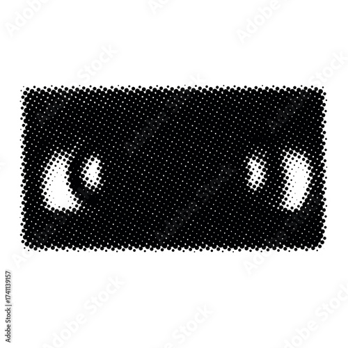 Retro black and white halftone cassette tape illustration