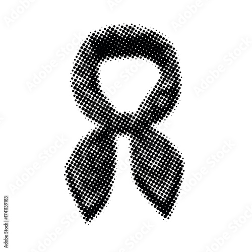 Monochrome halftone scarf illustration in dot pattern design