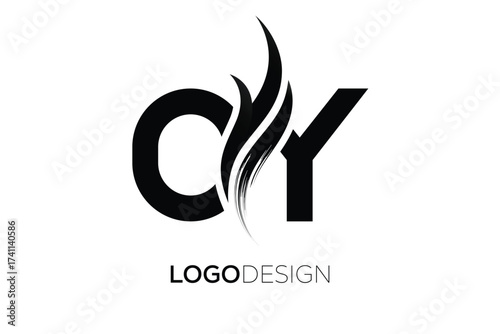 OY Creative Monogram Logo Design – Modern Abstract Letter Mark with Artistic Brush Stroke