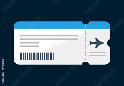 Flat colored boarding pass icon designed for travel, ticket booking, and airline themes.