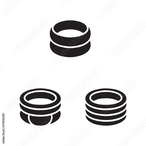 Stackable Rings Solid Stylish Icons Bundle