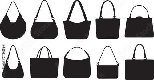 collection of stylish shopping bag silhouette  vector illustrations
