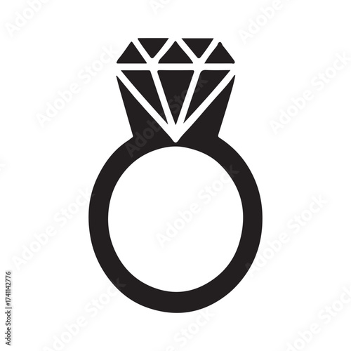 Solitaire Ring Solid Jewelry Icon
