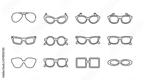 Diverse collection of eyewear styles demonstrating various frame shapes and designs for optical needs vector