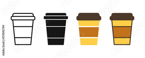 Coffee cup icon representing beverage, cafe, and refreshment, suitable for coffee shop branding, food packaging, lifestyle, takeaway drinks, and restaurant design projects