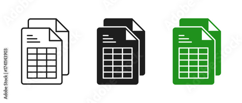 Spreadsheet document icon representing data, finance, and analytics, suitable for business reports, accounting, office work, database management, and financial planning projects