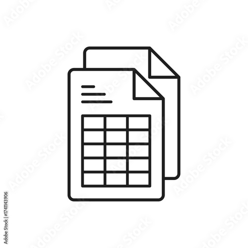 Spreadsheet document icon representing data, finance, and analytics, suitable for business reports, accounting, office work, database management, and financial planning projects