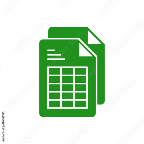 Spreadsheet document icon representing data, finance, and analytics, suitable for business reports, accounting, office work, database management, and financial planning projects