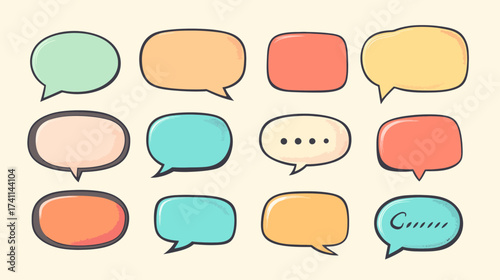 Diverse Speech Bubbles Collection Colorful Vector Illustrations for Communication