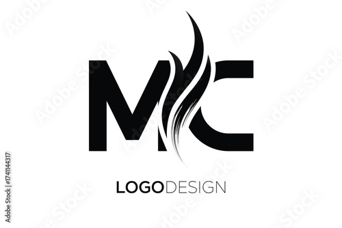 MC  Monogram Logo Design – Modern Abstract Letter Mark with Artistic Brush Stroke