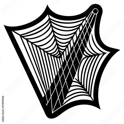 Spooky spiderweb illustration for Halloween designs and creepy web decorations and art projects