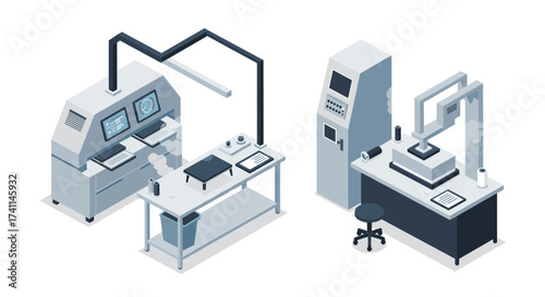 3d isometric modern laboratory equipment for advanced manufacturing process