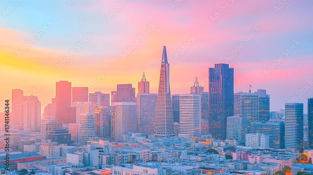 Fototapeta premium The San Francisco, California skyline during the daytime.