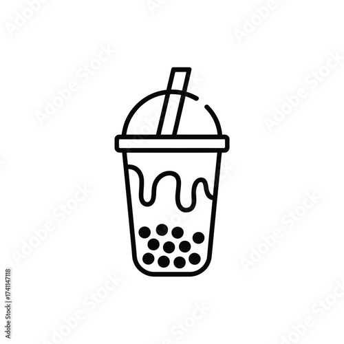 Simple line art icon of a bubble tea drink