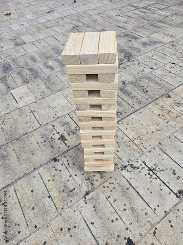 Board game, wooden tower