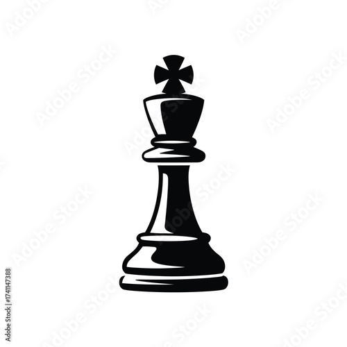 Black king chess piece silhouette isolated on white background