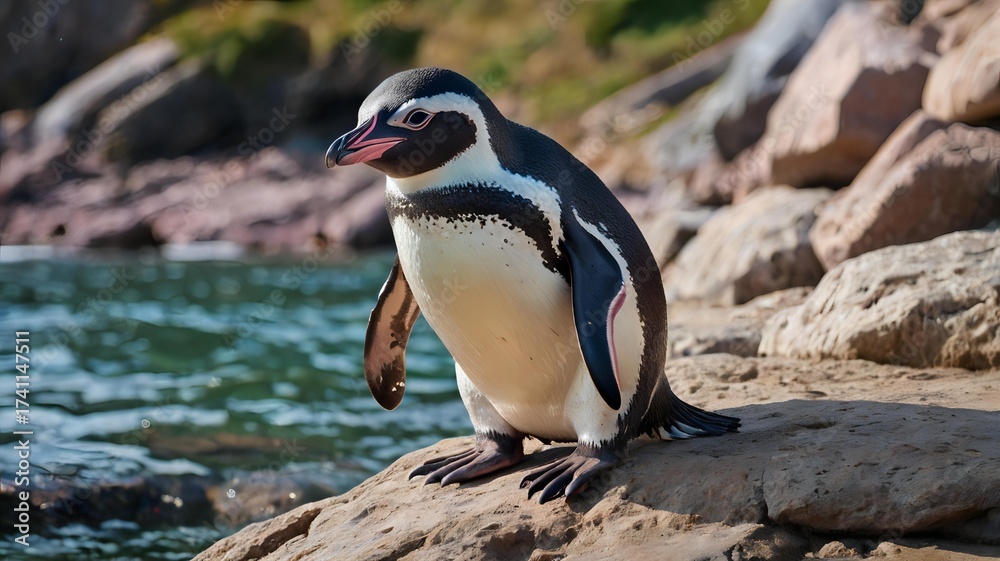 Naklejka premium penguin on the rocks