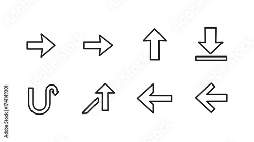 Set of hand-drawn arrows and symbols for navigation and directional cues vector