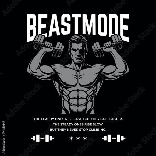 BEASTMODE Fitness Motivation T-Shirt – Gym Graphic Streetwear Tee for Powerlifters & Bodybuilders