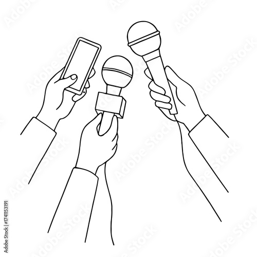 Interview Microphone Vector Illustration – Press Media Clipart Design