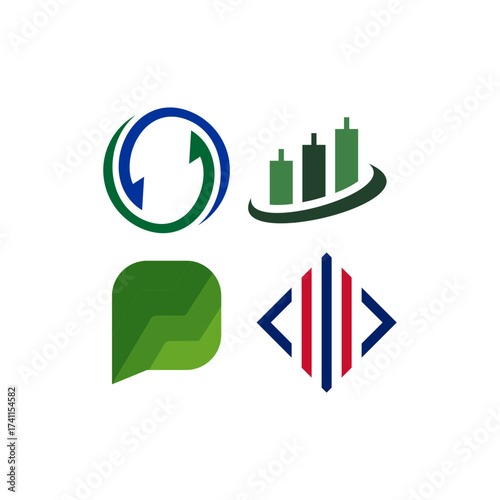 icon finance, technology, and environmental logo 