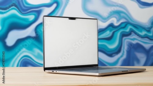 Laptop mockup with abstract background in modern style  