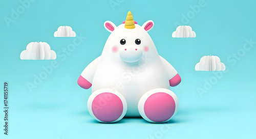 Tiny Sleeping Unicorn curled up with closed eyes.
