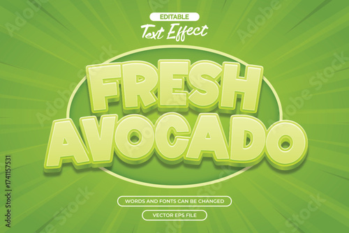 Fresh avocado editable text effect with 3d text style and with comic background