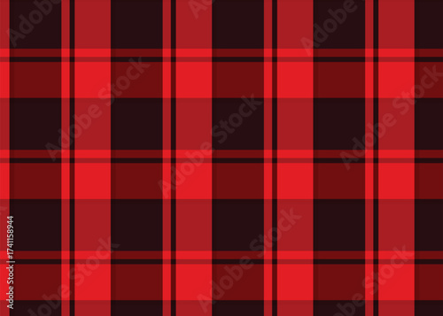 Red and black seamless tartan plaid fabric texture