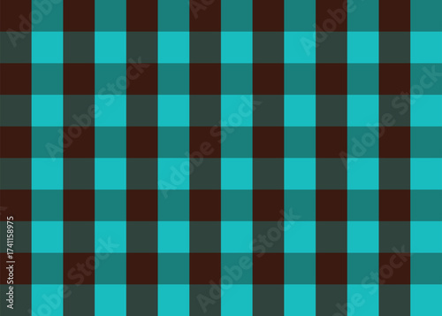 Turquoise and black seamless buffalo plaid fabric pattern