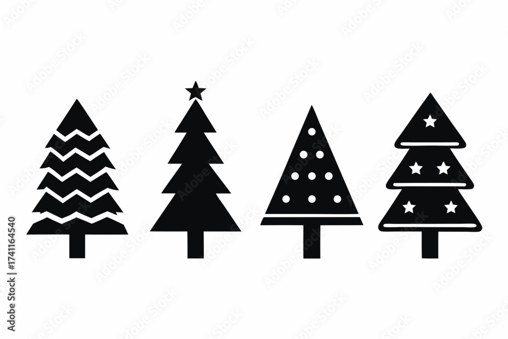 Obraz premium set of Christmas Tree Icon, festive holiday symbol icon , isolated vector on white background