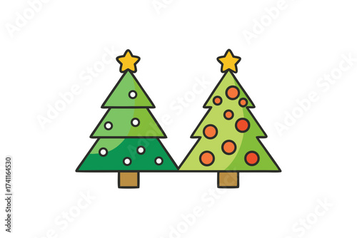 Christmas Tree Icon, festive holiday symbol, isolated vector on white background