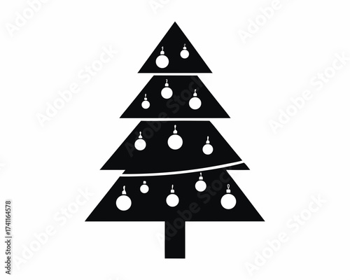 Christmas Tree Icon, festive holiday symbol icon , isolated vector on white background