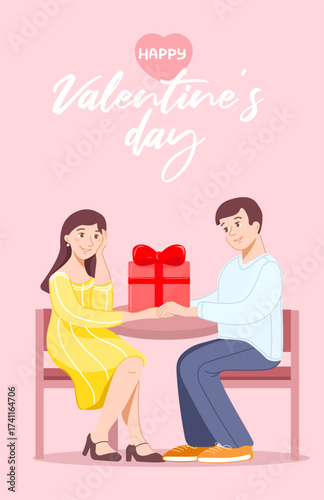 Couple in love with proposal gift box